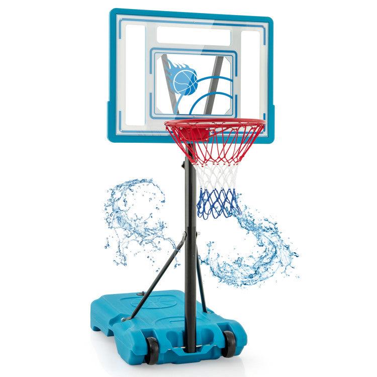 Hivvago 3.8-4.4 Feet Height Adjustable Pool Basketball Hoop for Kids Teens and Adults-Blue