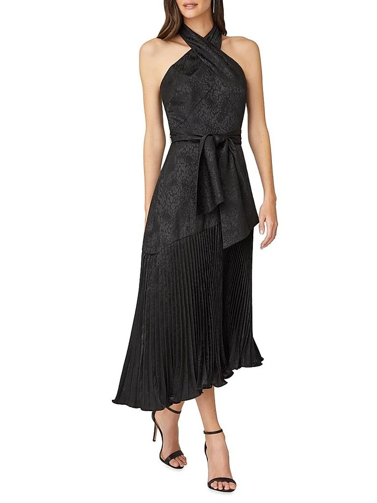 Shoshanna Women's Roya Halter Jacquard Midi Dress - Jet - Size 4