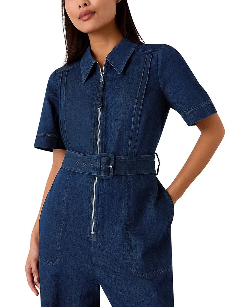 Whistles Petites Denim Pintuck Belted Jumpsuit 3