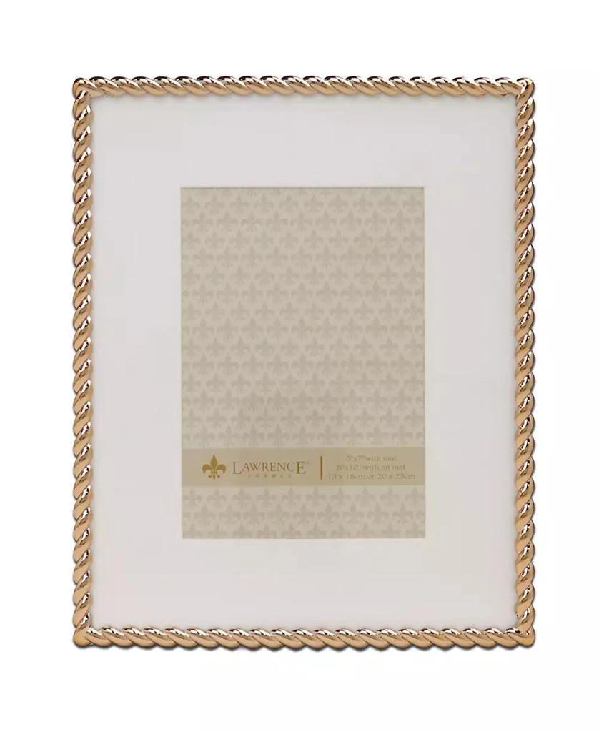 Lawrence Frames High Quality Polished Cast Metal Picture Frame - Rope Design with Mat, 8" x 10"