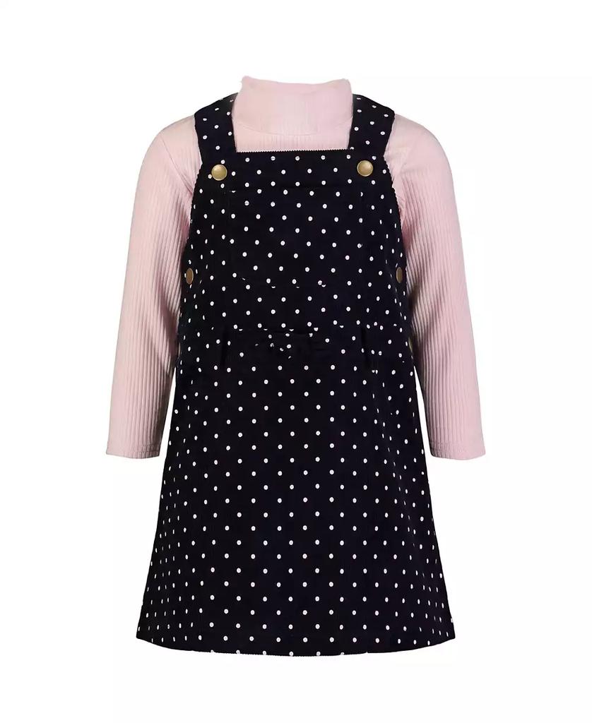 Blueberi Boulevard Baby Girls Pink Long Sleeve Top, Headband and Polka-Dot Ribbed Jumper Set