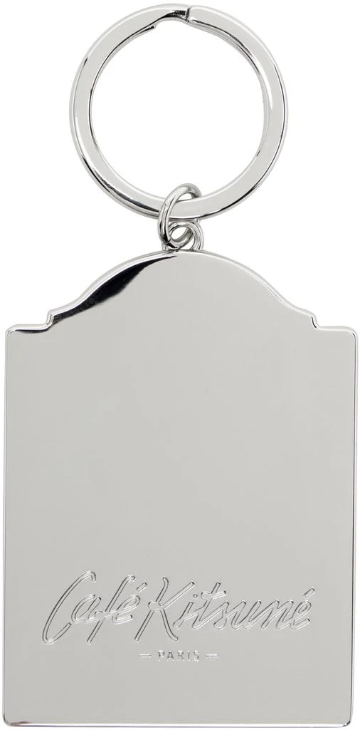 Maison Kitsune Silver & Off-White 'Café Kitsuné' Fox Keychain 2