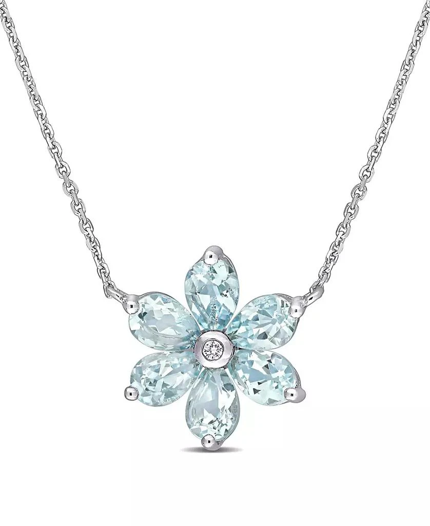 Macy's Aquamarine and Diamond Accent Floral Necklace