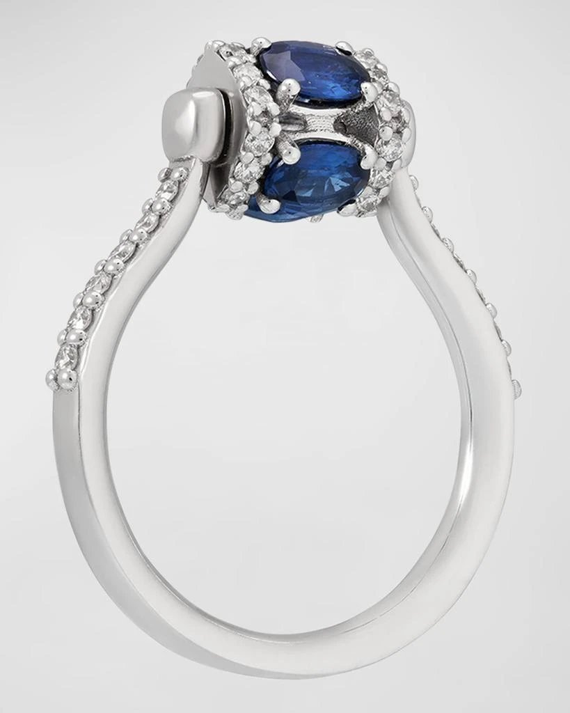 Miseno Procida 18K White Gold Ring with White Diamonds and Rotating Blue Sapphires 4