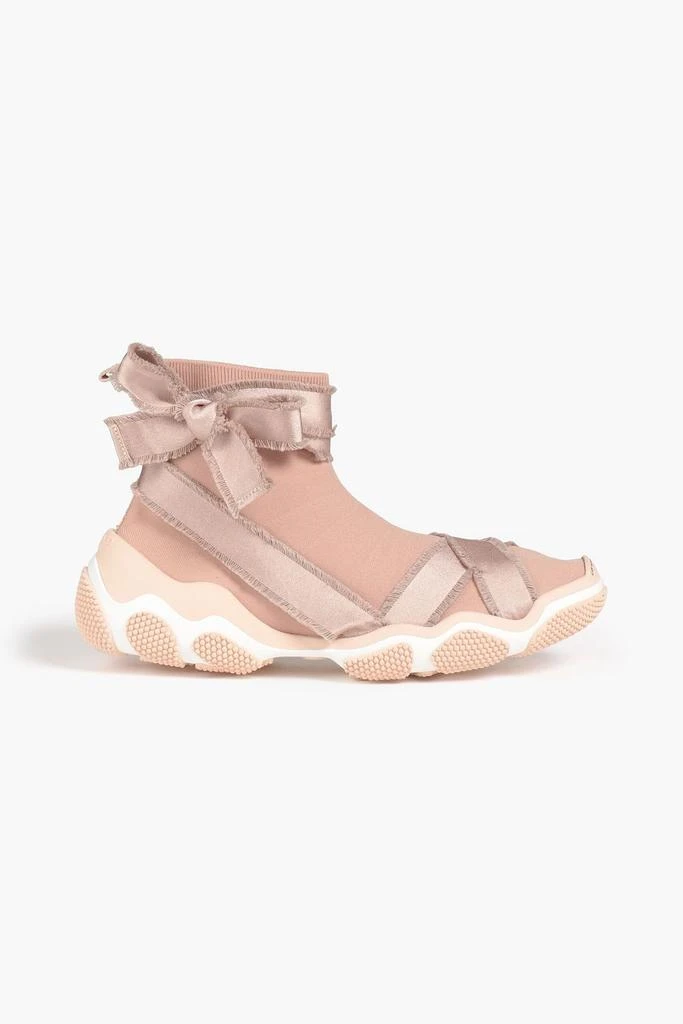 RED Valentino Glam Run satin-trimmed stretch-knit high-top sneakers 1