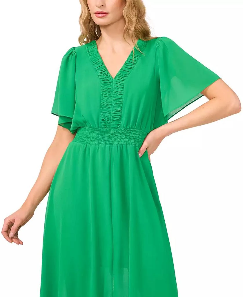 CeCe Women's Flutter-Sleeve Ruched V-Neck Smocked-Waist Maxi Dress 2