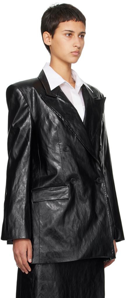 Esse Studios Black Milos Faux-Leather Blazer