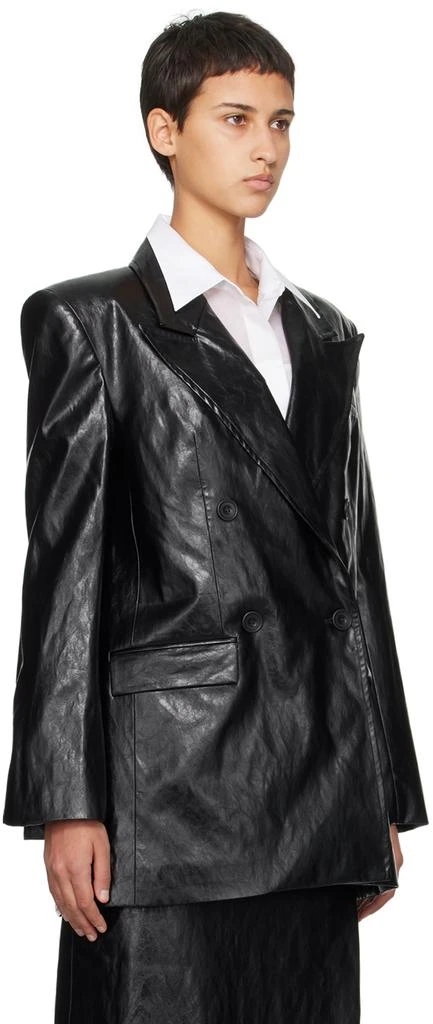 Esse Studios Black Milos Faux-Leather Blazer 2