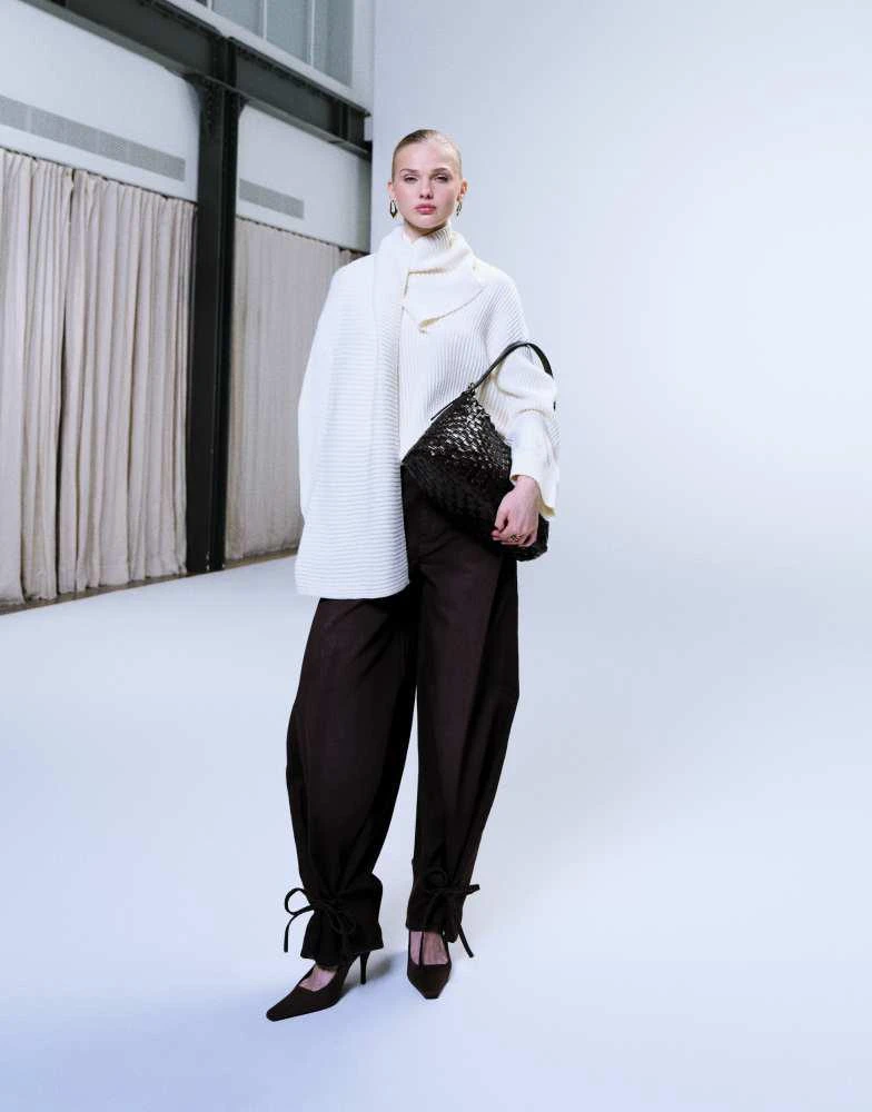 Mango Mango scarf detail jumper in cream 2