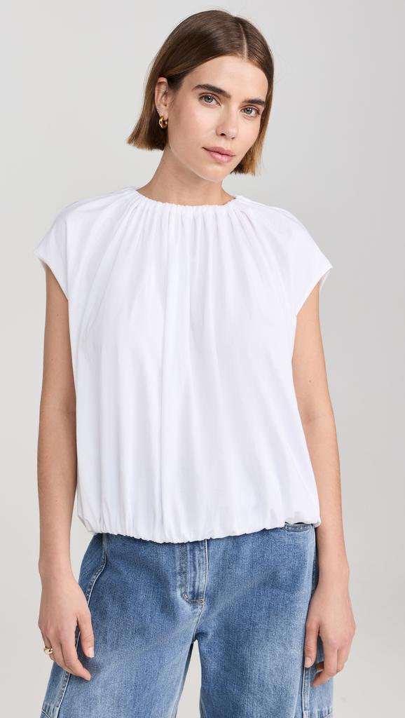 Tibi Shirred Neck Circular Tee