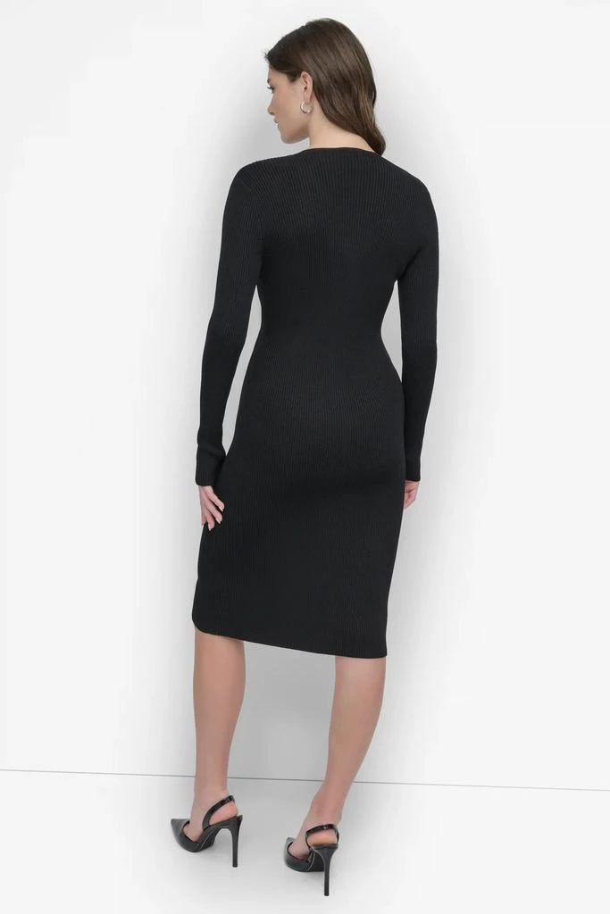 DKNY LONG SLEEVE ZIP FRONT SWEATER DRESS 2