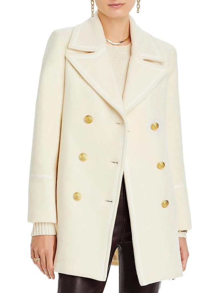 L'Agence Womens Wool Blend Midi Pea Coat 1
