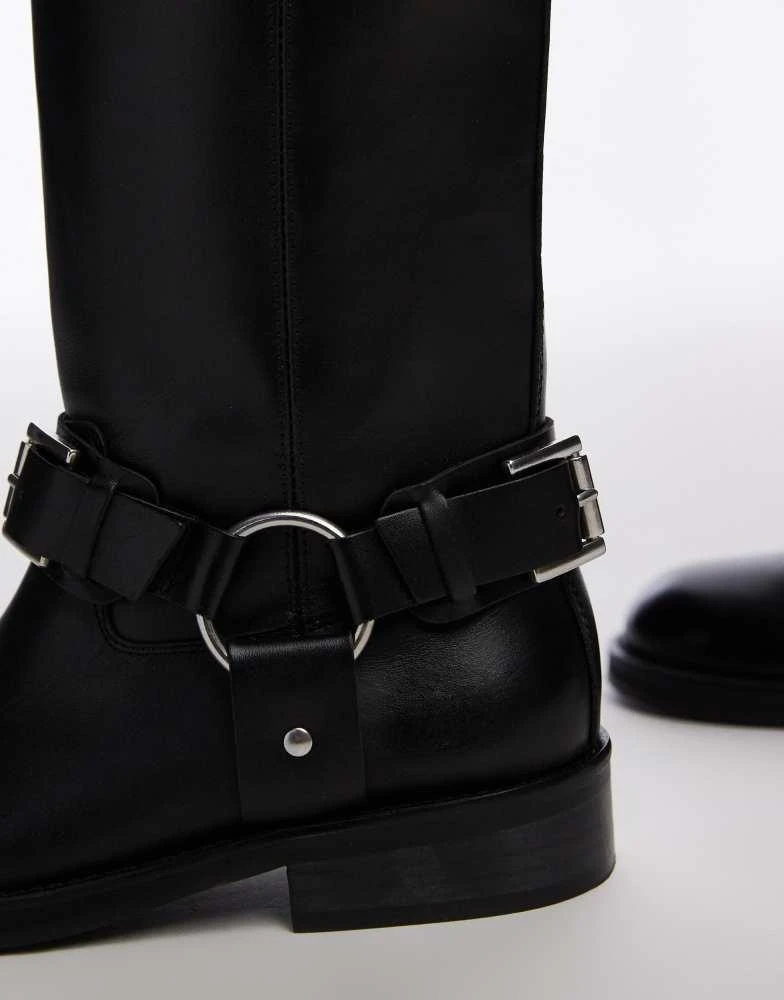 Topshop Topshop Leam premium leather biker boots in black 4