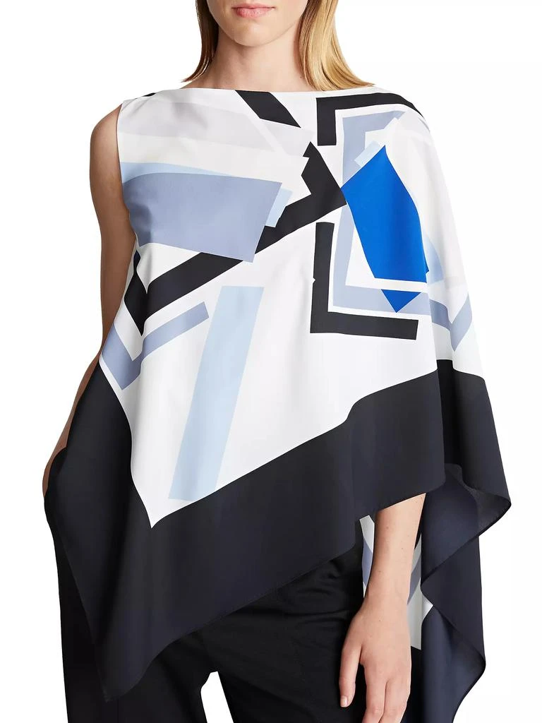 Halston Maggie Crepe-De-Chine Geometric Draped Top 3