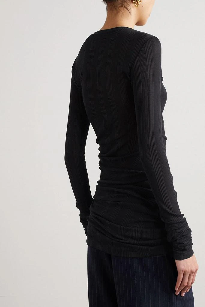 Khaite Lenora gathered ribbed cotton-blend top 3