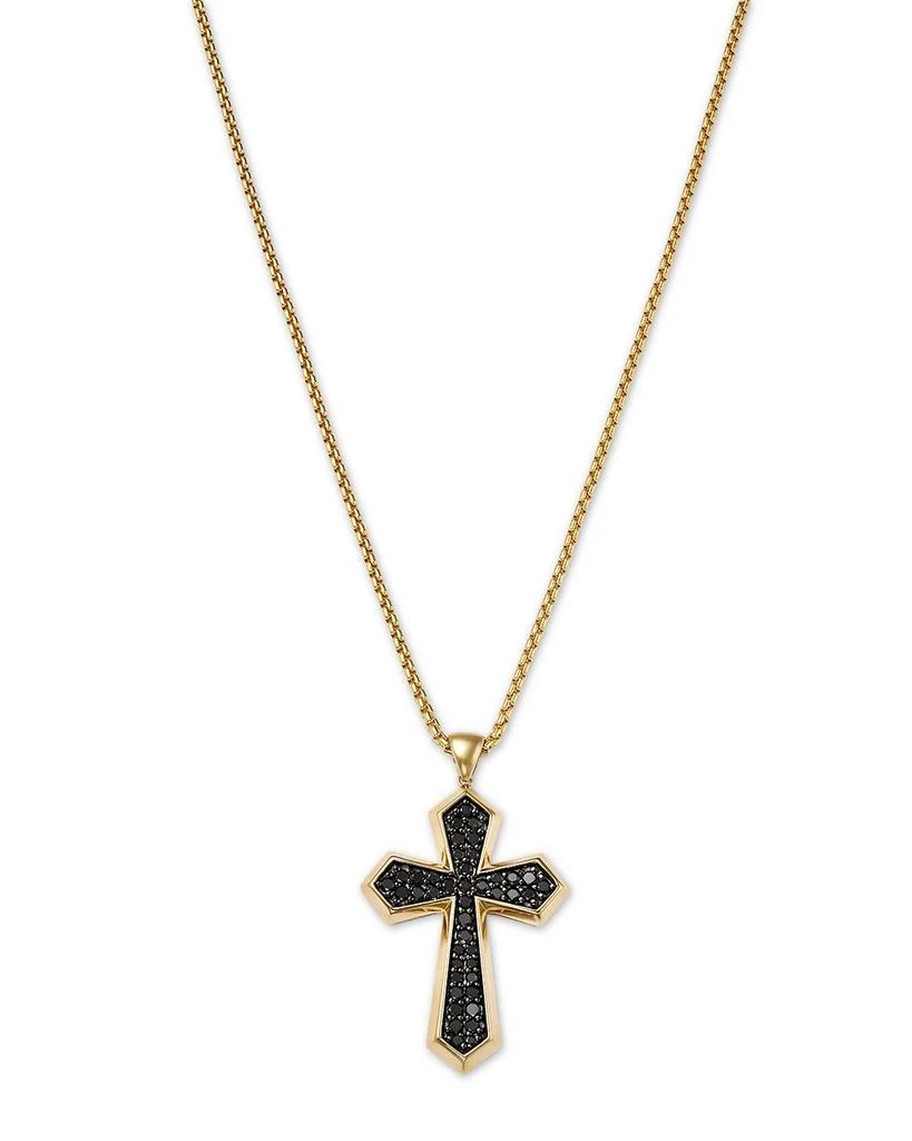 Bloomingdale's Men's Black Diamond Cross Pendant Necklace in 14K Yellow Gold, 1.0 ct. t.w. 1