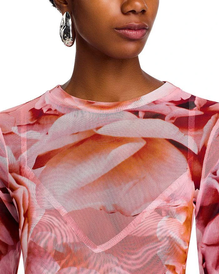 Afrm Paola Round Neck Mesh Dress - Peach Rose - XS
