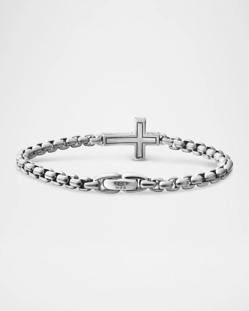 David Yurman Men's Silver Diamond Cross Station Bracelet 6