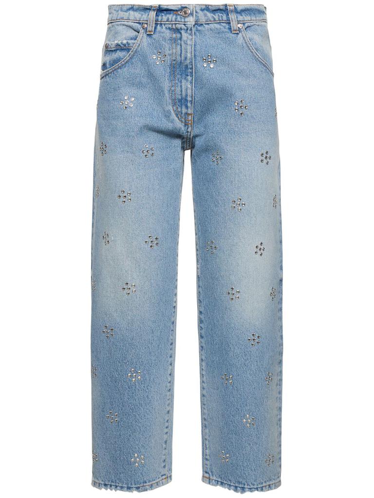 MSGM Cotton Denim Crop Jeans Light-Blue 36 - Jeans - BeyondStyle