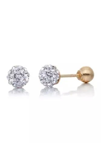 Belk 
Co. Co. Crystal Ball Baby Earrings In 14K Yellow Gold