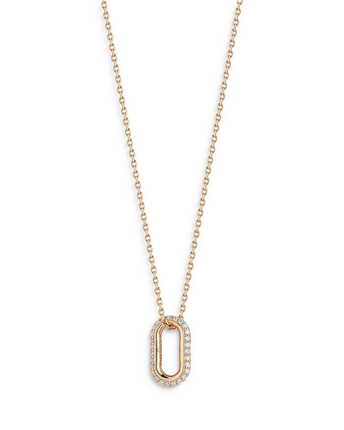 Walters Faith 18K Rose Gold Diamond Saxon Mini Single Link Pendant Necklace, 16"