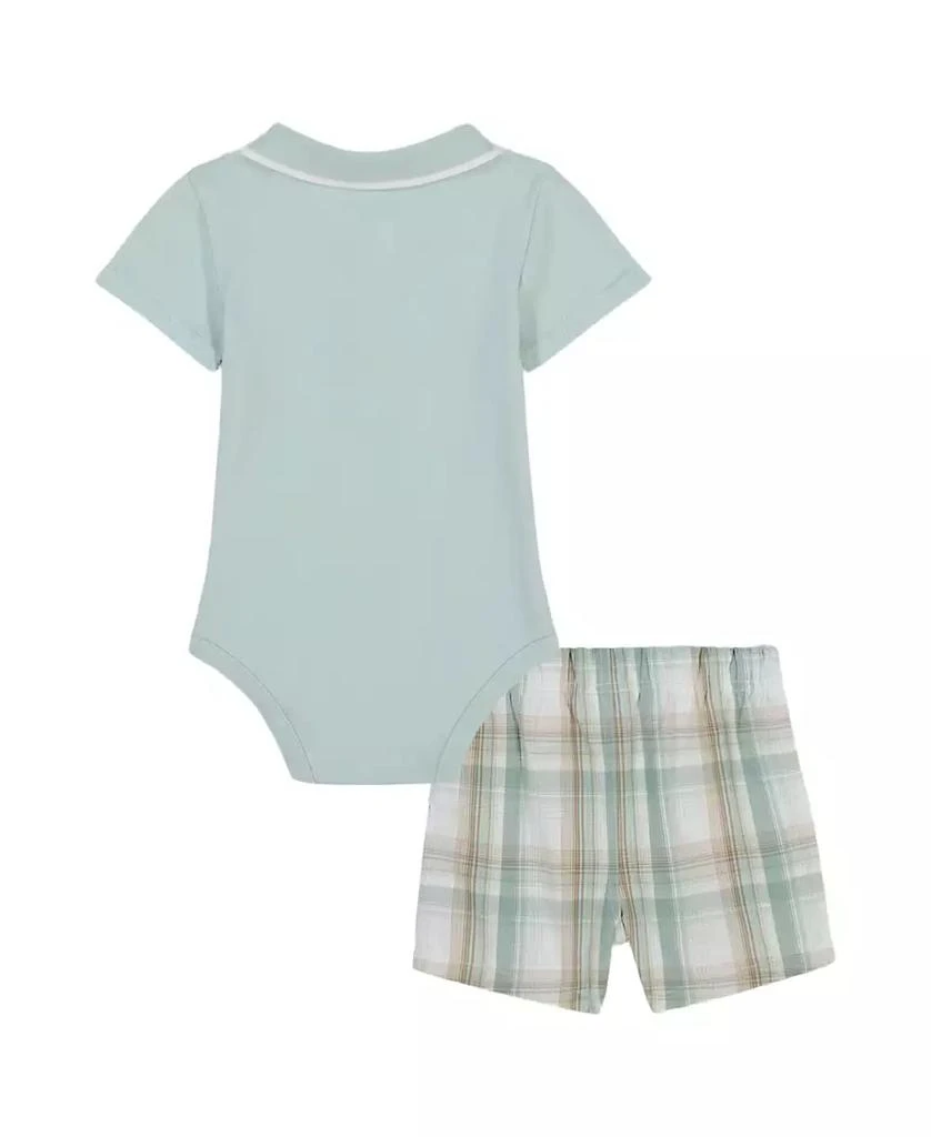 Calvin Klein Baby Boys 2-Piece Interlock Polo Bodysuit Poplin Plaid Shorts Set 2