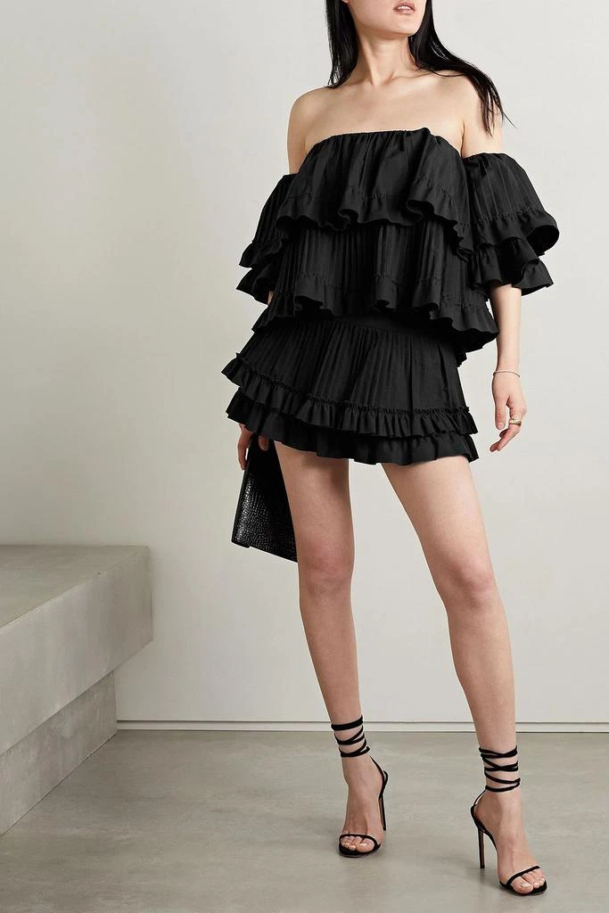 Brandon Maxwell Off-the-shoulder tiered poplin top 2