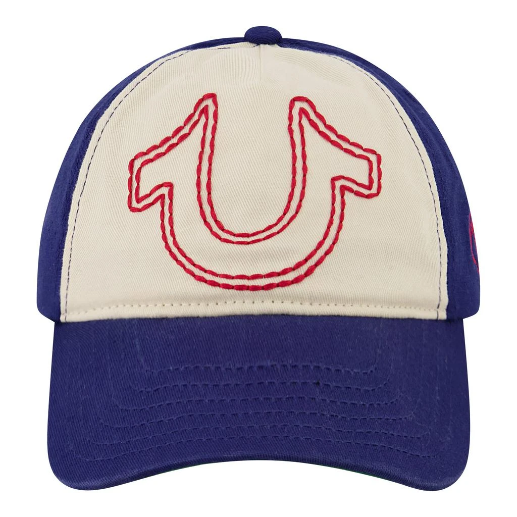 Concept One True Religion Baseball Cap, 5 Panel Cotton Twill Kids Baseball Hat with Large Horseshoe Logo, Adjustable, Blue, One Size 1