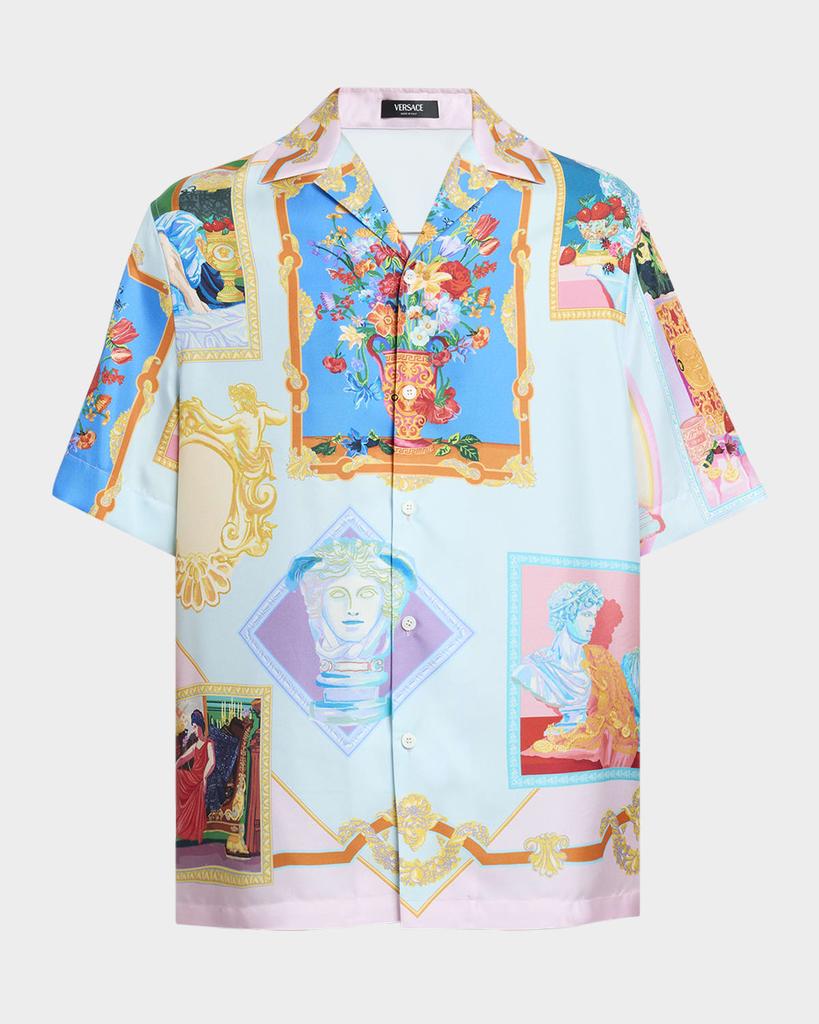 Versace Men's Gallery-Print Twill Camp Shirt