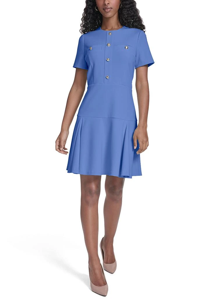 sachin and babi light blue dress Tommy Hilfiger Drop Waist Dress Size 8 Blue Polka Dots Lined MIDI Flowing main image 1