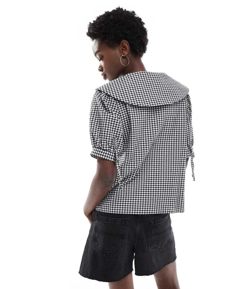 New Look New Look gingham collared shirt in black 3