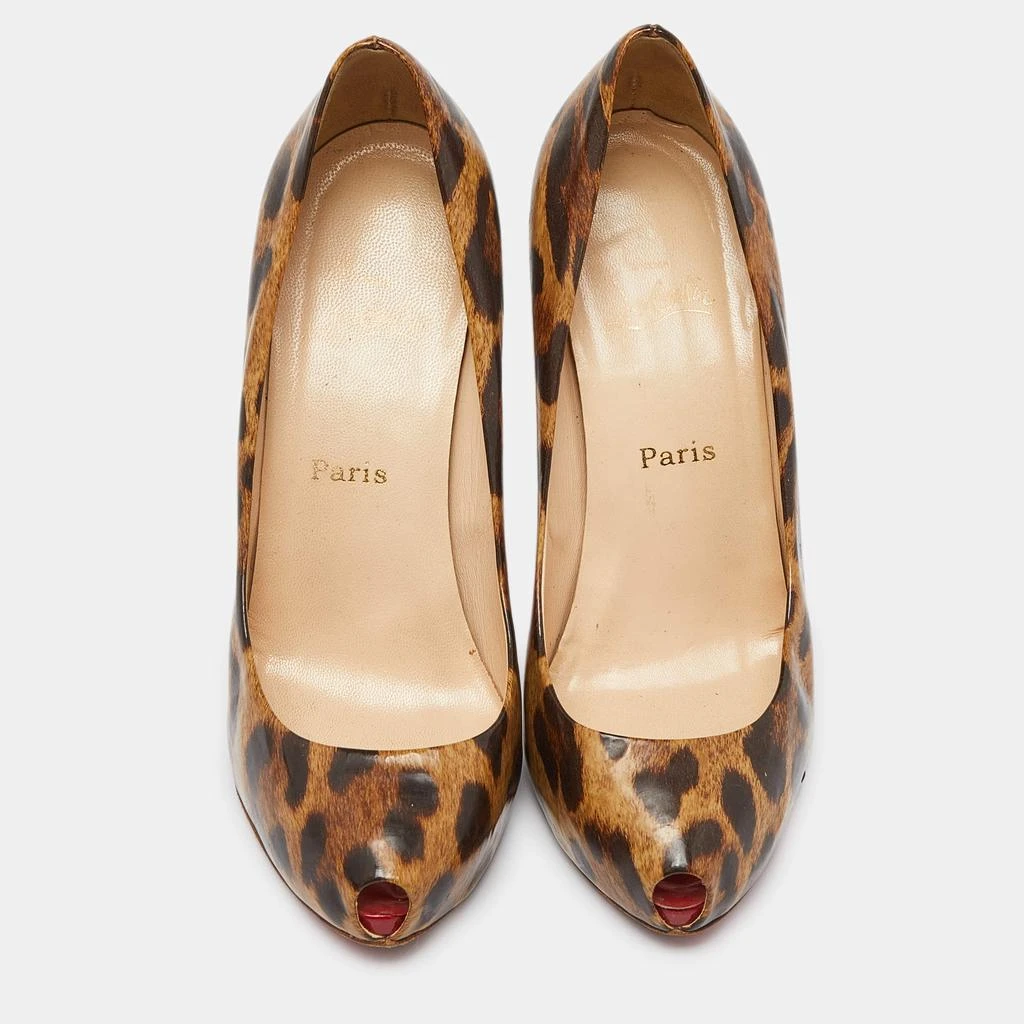 Christian Louboutin Christian Louboutin Brown/Beige Leopard Print Leather Ron Ron Peep Toe Platform Pumps Size 37.5 3