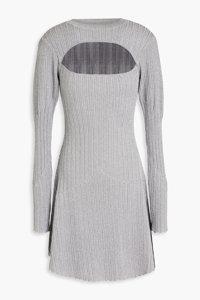 NICHOLAS Sully cutout metallic ribbed-knit mini dress