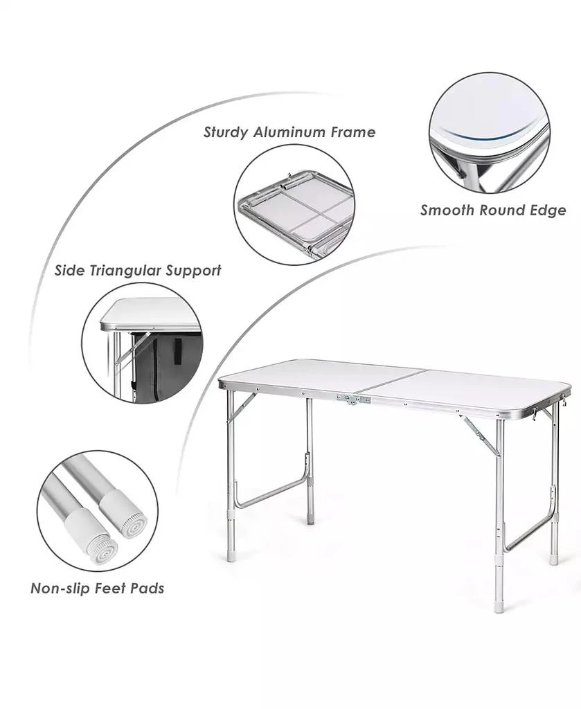 Costway Adjustable Camping Table Aluminum w/ Storage Organizer 8