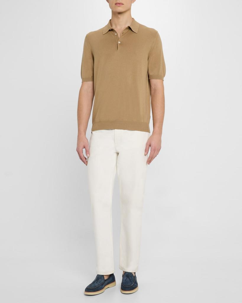 BOGLIOLI Men's Garment-Washed Cotton Polo Shirt