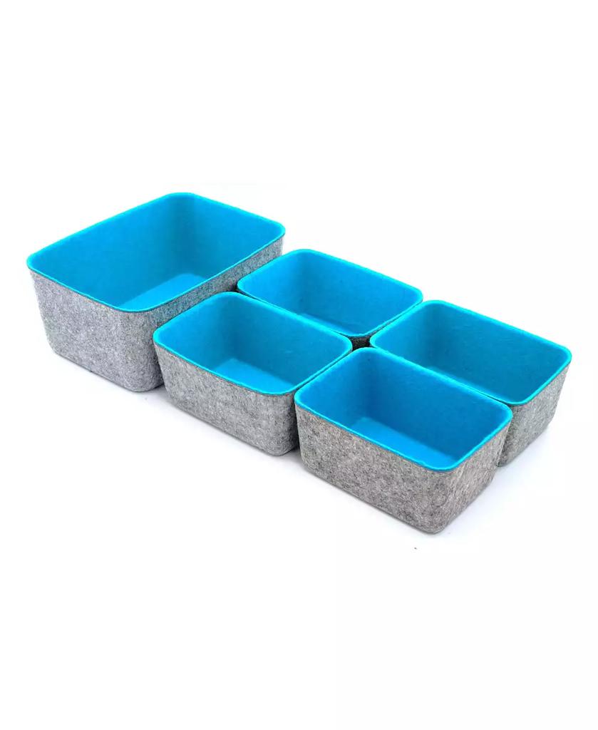 Welaxy Felt 5 Piece Drawer Organizer Bin Set