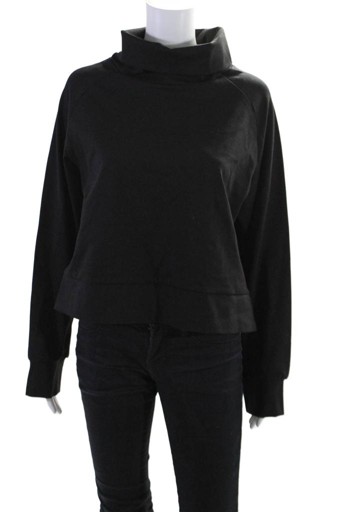 Adeam Women's Long Sleeves Pullover Roll-Neck Sweatshirt Black