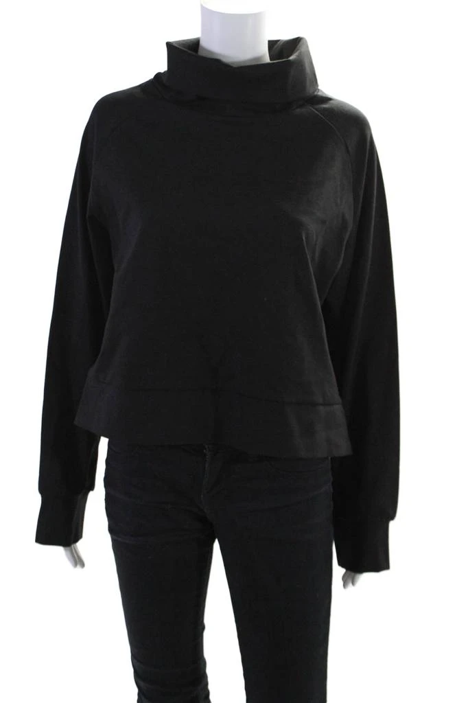 Adeam Women's Long Sleeves Pullover Roll-Neck Sweatshirt Black 1