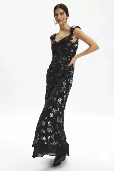 For Love & Lemons For Love & Lemons Aigrette Floral Velvet Burnout Maxi Dress 3