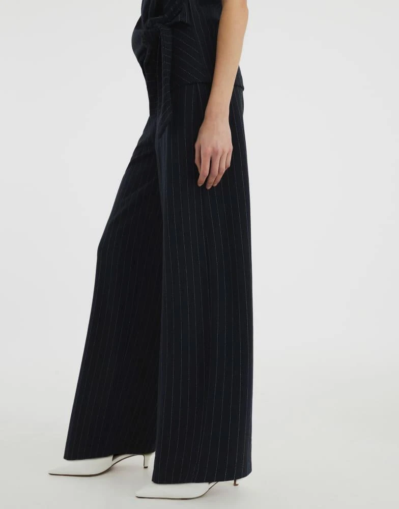 River Island River Island Drawstring pinstripe trousers in navy 4