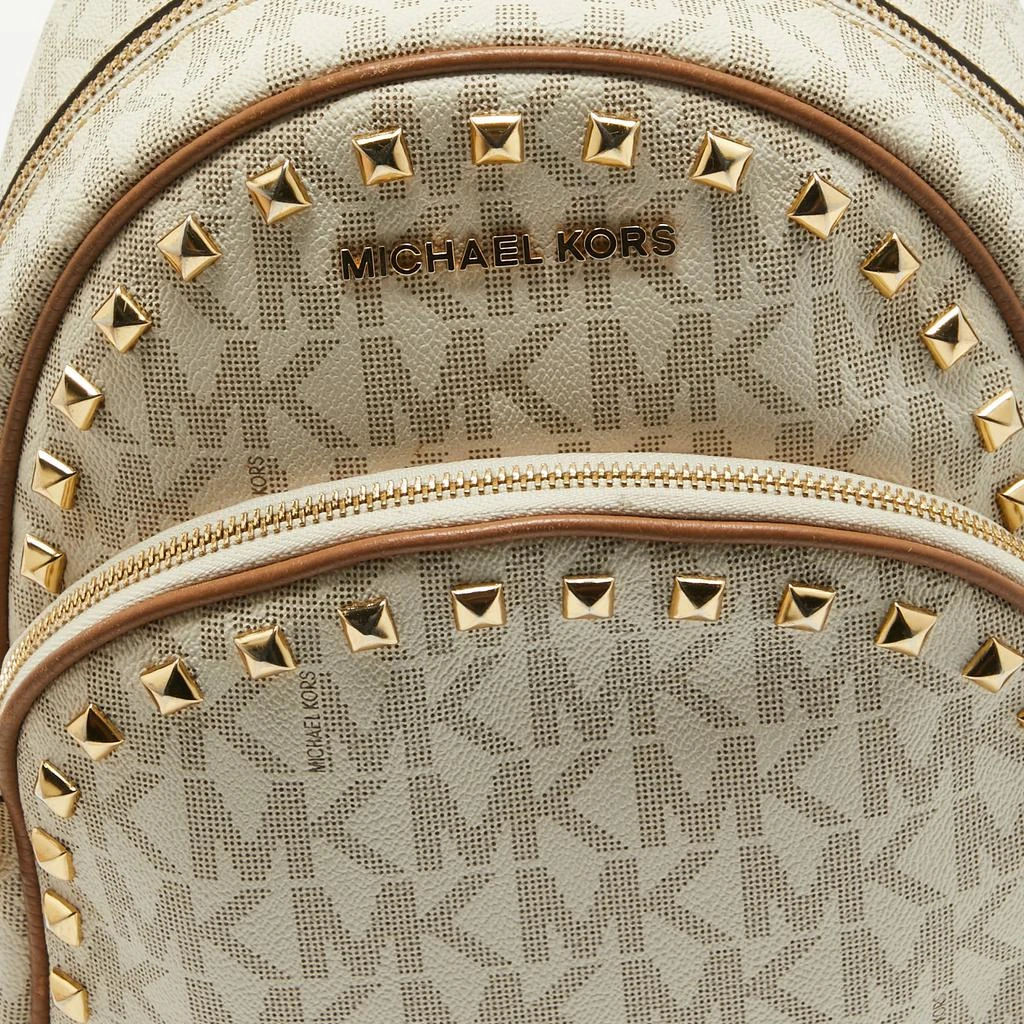 Michael Kors Michael Kors Off White Signature Coated Canvas Studded Abbey Backpack 4