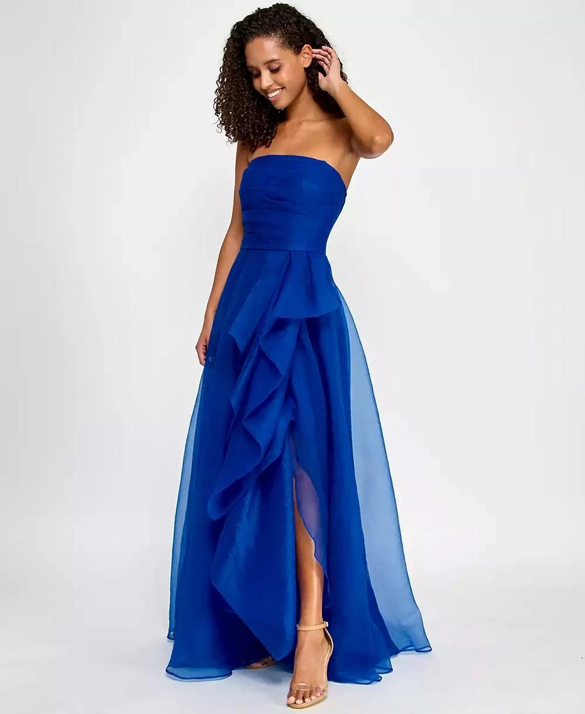 B Darlin Juniors' Asymmetric Drape Strapless Ball Gown, Created for Macy's 3
