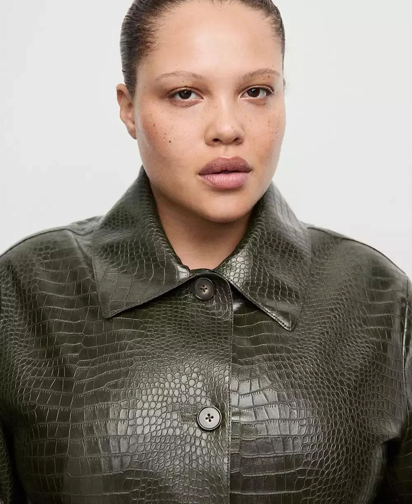 Mango Women
s Crocodile-Effect Faux Leather Jacket 6