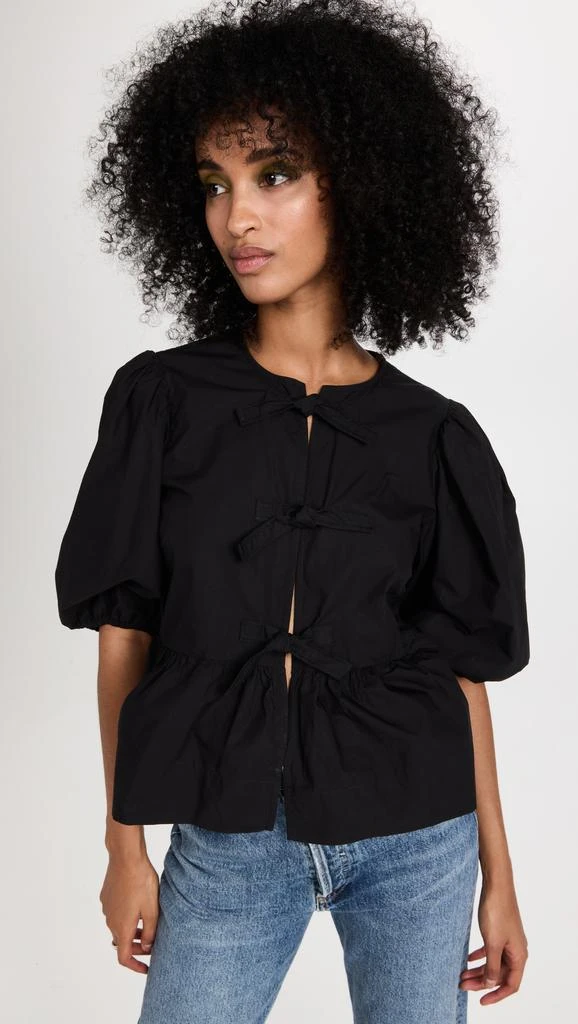 Ganni Cotton Poplin Peplum Blouse 1