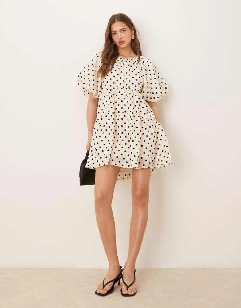 Shop YAS ballon sleeve voluminous mini dress in cream with black polka dot  on Sale at BeyondStyle  Get 40% Off YAS ballon sleeve voluminous mini dress  in cream with black polka