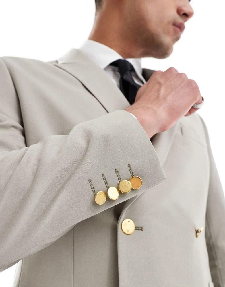 ASOS ASOS DESIGN wedding skinny blazer with gold buttons in olive 3