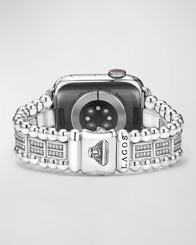 LAGOS Smart Caviar Sterling Silver Spark Diamond 2 Row 38mm Apple Watch Band 4