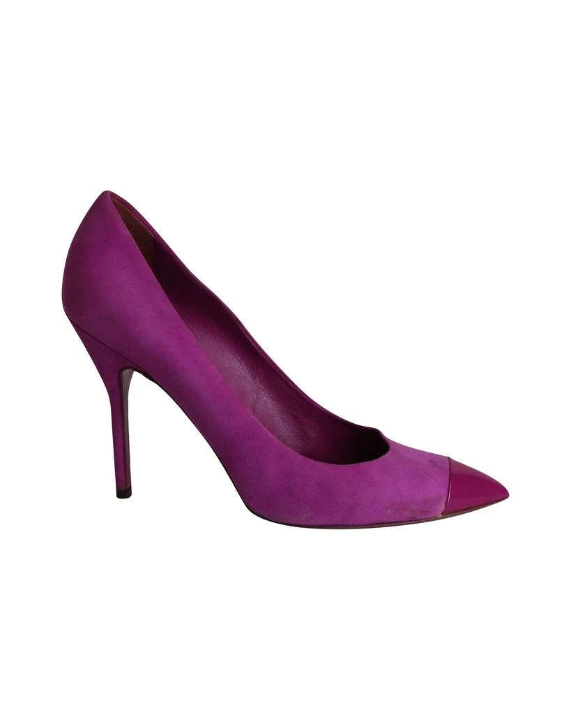 Yves Saint Laurent Patent Toe Pumps in Purple Suede 1
