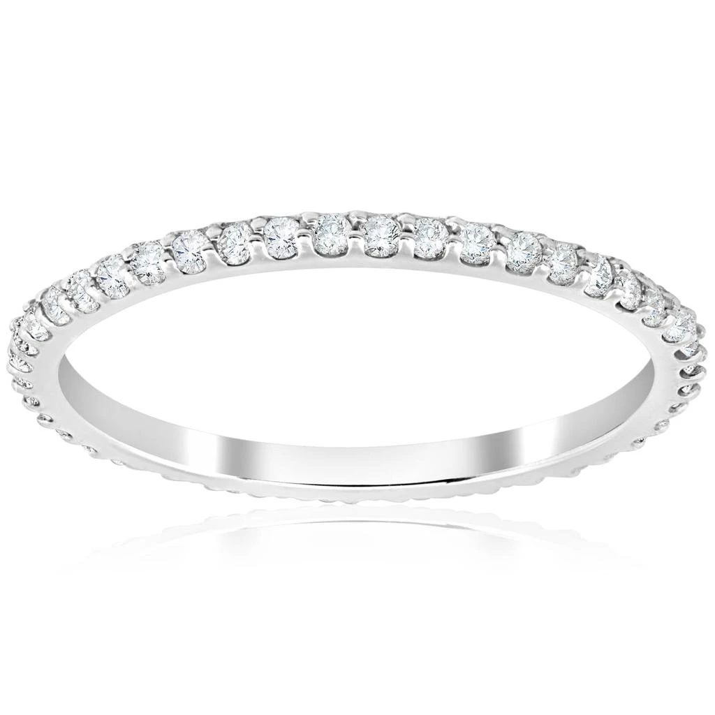 Pompeii3 1/2 Ct Diamond Eternity Wedding Stackable Ring 14K White Gold 1.7mm Wide Size Selectable