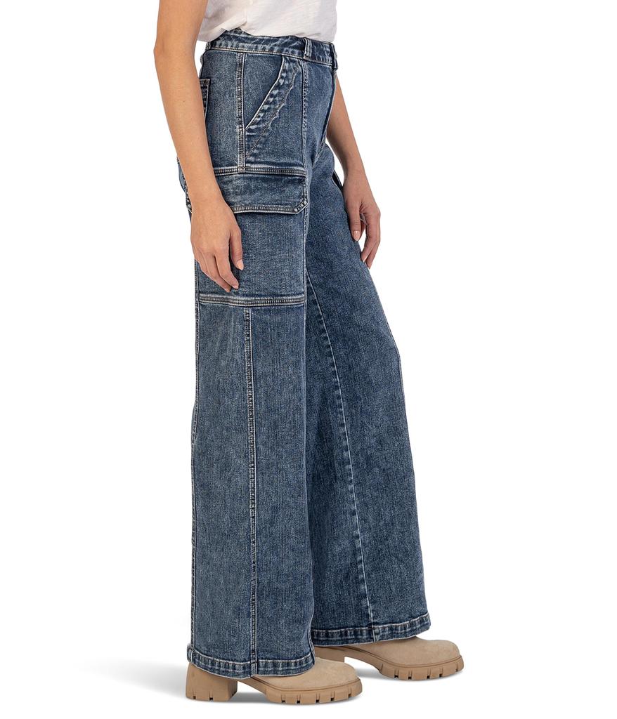 KUT from the Kloth Jodi High-Rise Wide Leg-Utility Cargo Pockets in Wanted